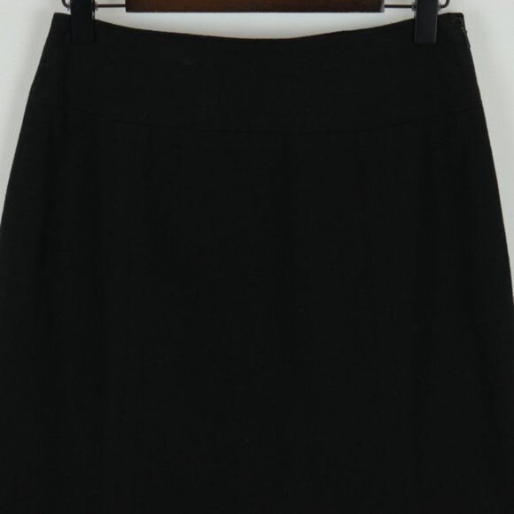 Banana Republic Women's Size 0 Black Wool Blend Pleated Knee Length A-Line Skirt - Picture 2 of 7